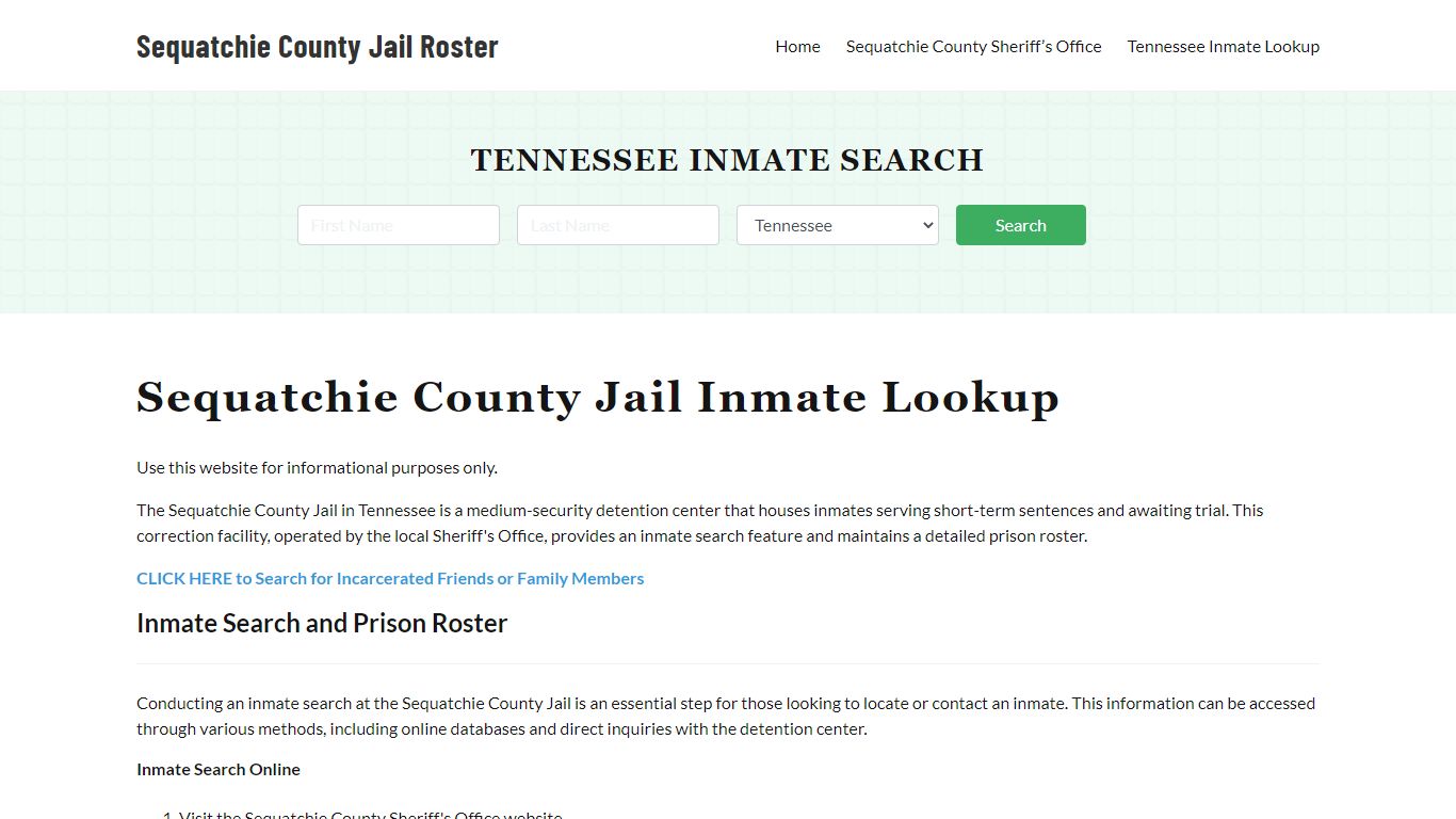 Sequatchie County Jail Roster Lookup, TN, Inmate Search