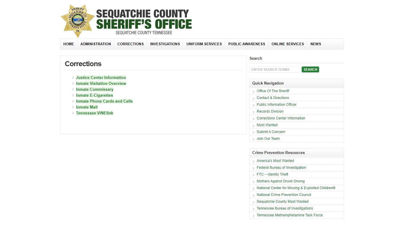 Corrections : Sequatchie County Sheriff's Office